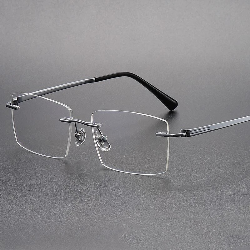 Hdcrafter Unisex Rimless Square Titanium Eyeglasses 232302