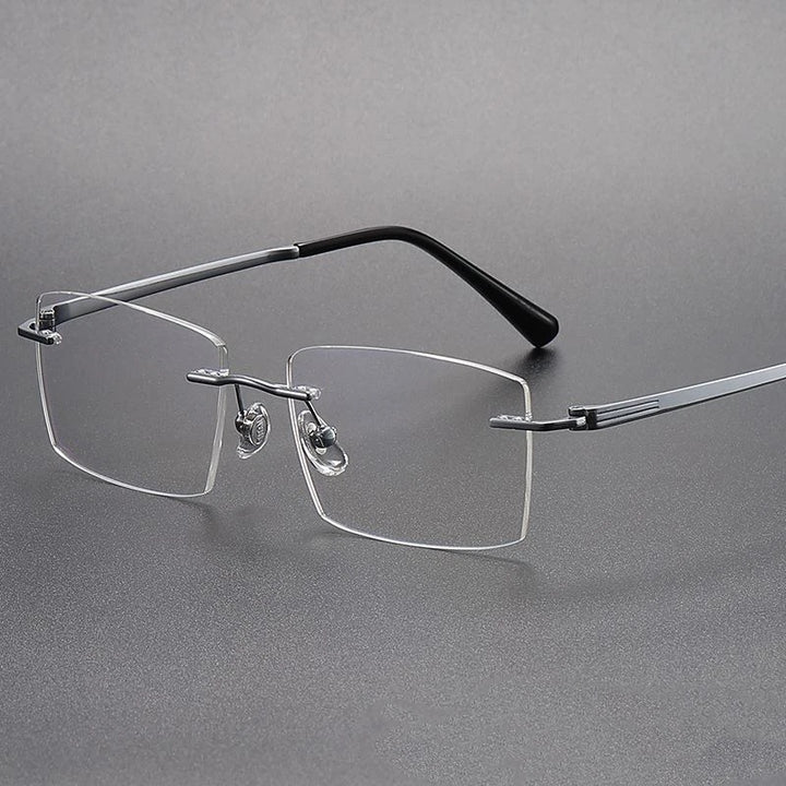 Hdcrafter Unisex Rimless Square Titanium Eyeglasses 232302