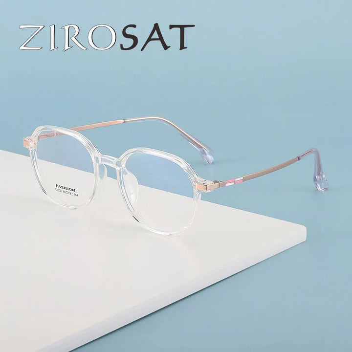 Zirosat Unisex Full Rim Flat Top Polygon Tr 90 Eyeglasses Z32030 Full Rim Zirosat