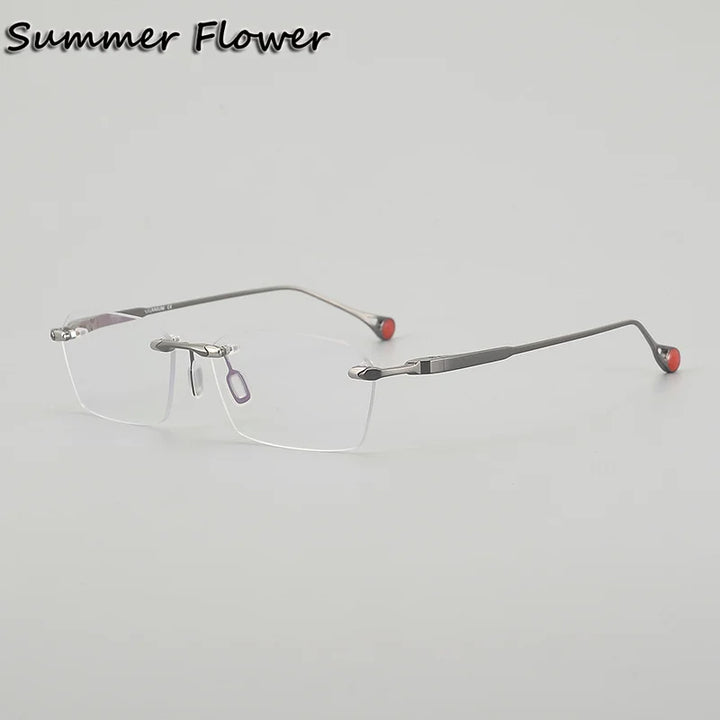 Summer Flower Unisex Rimless Polygon Square Titanium Eyeglasses 611307
