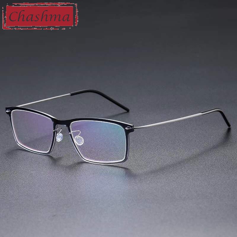Chashma Unisex Full Rim Square Acetate Titanium Eyeglasses 6544 Full Rim Chashma Gradient Gray