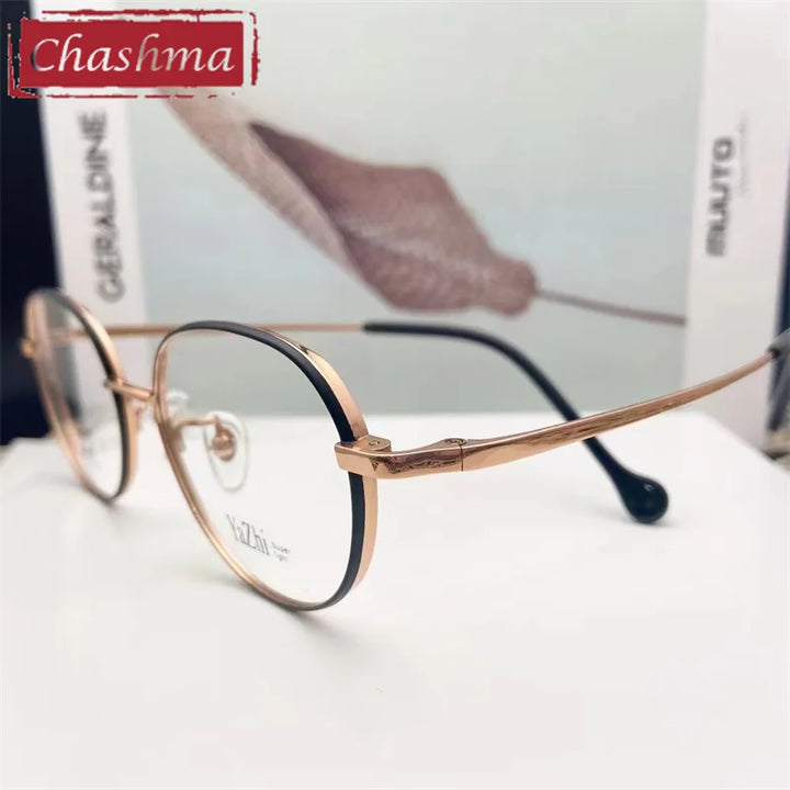 Chashma Ottica Unisex Full Rim Round Titanium Eyeglasses 5050 Full Rim Chashma Ottica