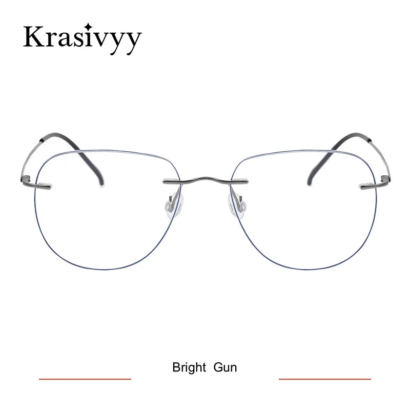 Krasivyy Women's Rimless Flat Top Oval Titanium Eyeglasses 316007