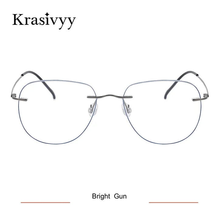 Krasivyy Women's Rimless Flat Top Oval Titanium Eyeglasses 316007