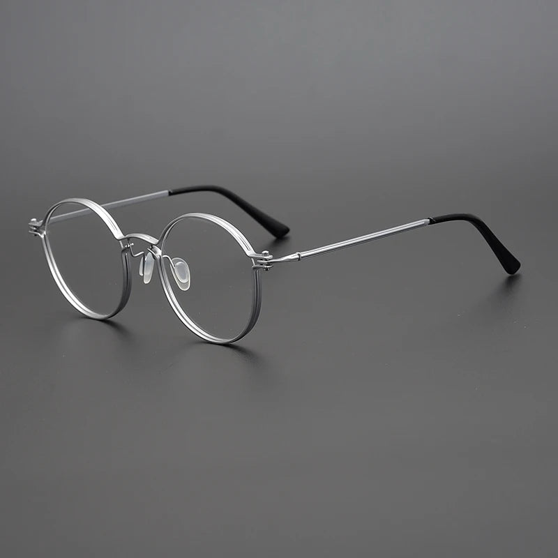 Black Mask Unisex Full Rim Round Titanium Acetate Eyeglasses Tv002 Full Rim Black Mask Silver