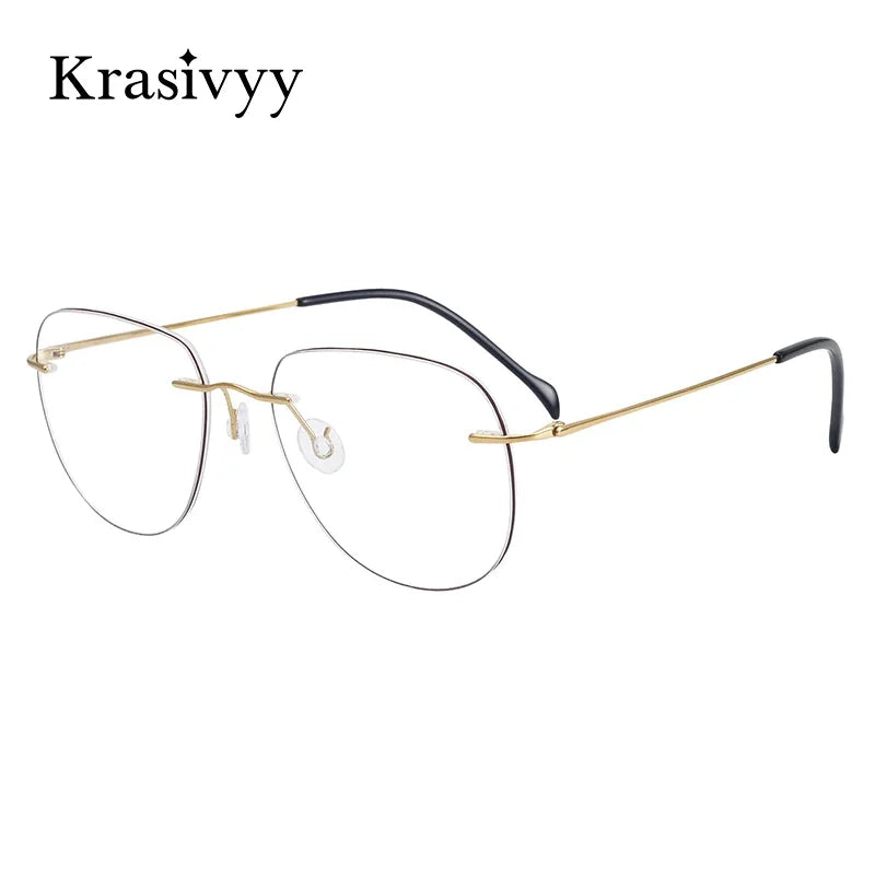 Krasivyy Women's Rimless Flat Top Oval Titanium Eyeglasses 316007