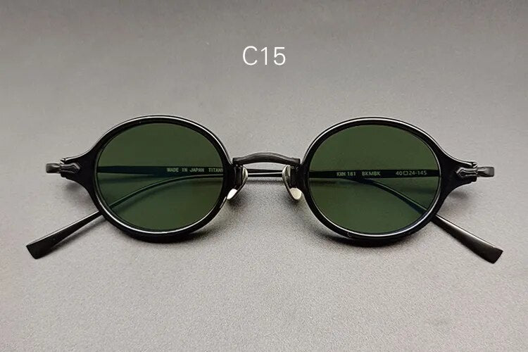 Yujo Unisex Full Rim Small Oval Acetate Titanium Eyeglasses Or Sunglasses 3740 Full Rim Yujo C15 China 