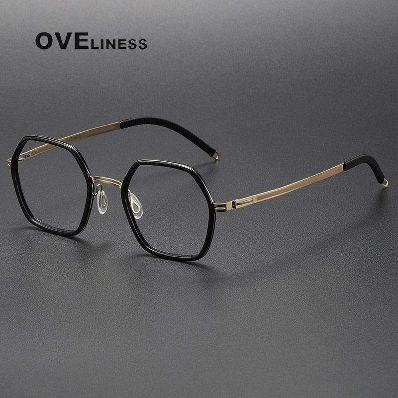 Oveliness Unisex Full Rim Polygon Acetate Titanium Eyeglasses 8202322 Full Rim Oveliness   