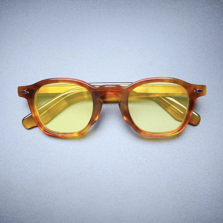 Gatenac Unisex Full Rim Square Acetate Polarized Sunglasses M001 Sunglasses Gatenac Flax Yellow  