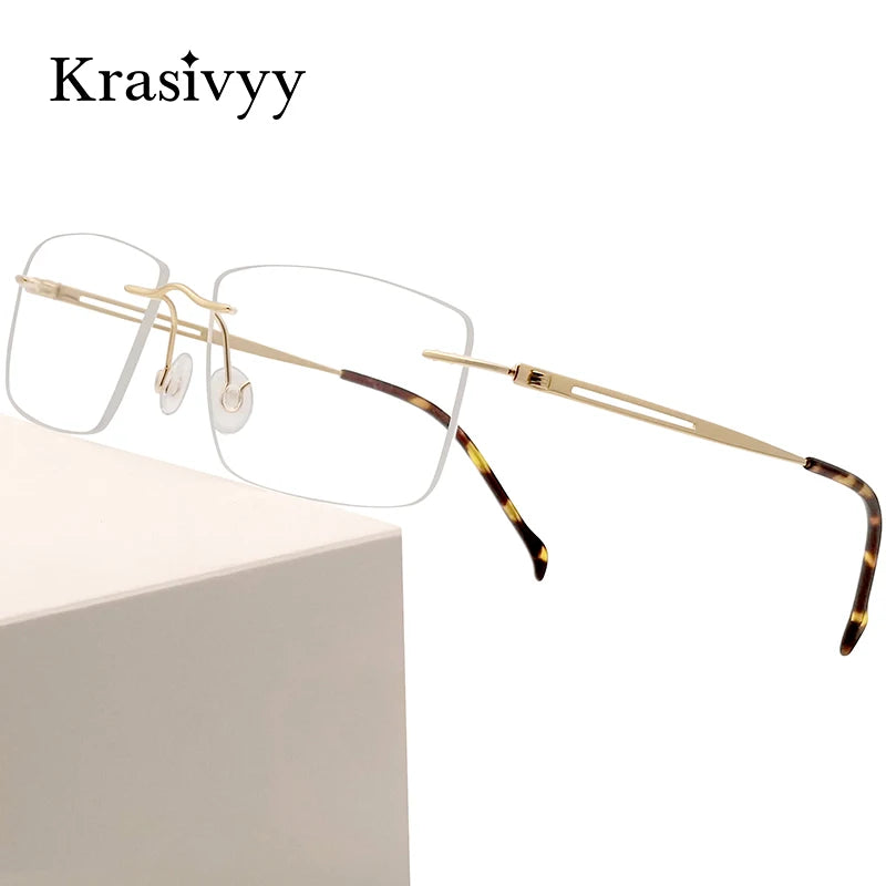 Krasivyy Women's Rimless Square Screwless Titanium Eyeglasses 315019