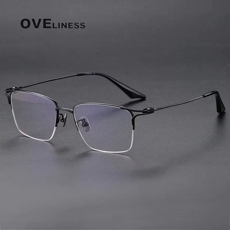 Oveliness Unisex Semi Rim Square Acetate Titanium Eyeglasses 81002