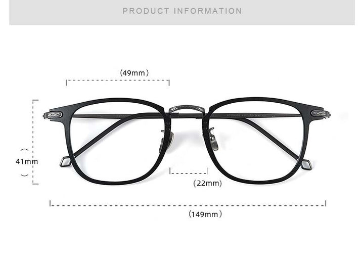 CCspace Unisex Full Rim Square Titanium Alloy Eyeglasses 55919 Full Rim CCspace