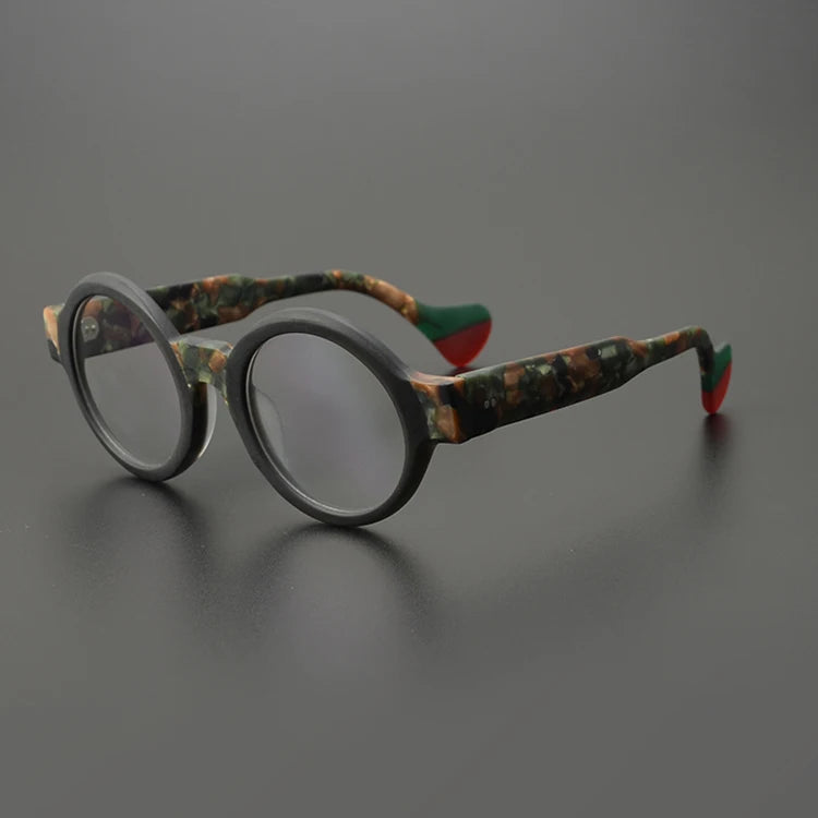 Nobler Unisex Full Rim Large Round Frosted Acetate Eyeglasses 19271 Full Rim Nobler C2