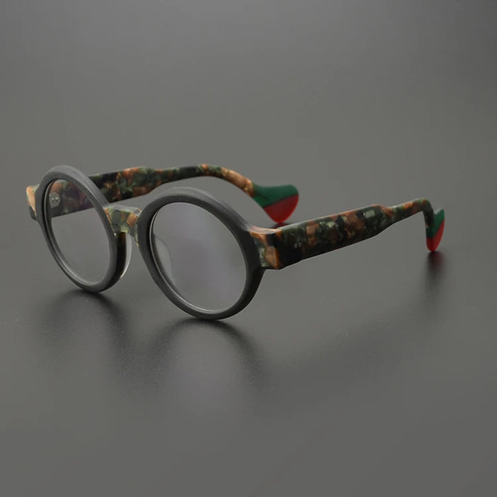 Nobler Unisex Full Rim Large Round Frosted Acetate Eyeglasses 19271 Full Rim Nobler C2