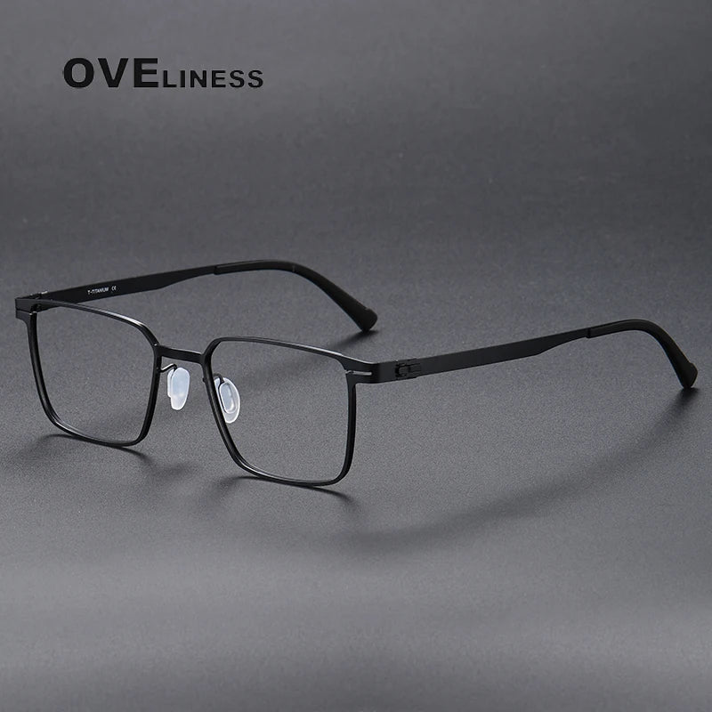 Oveliness Unisex Full Rim Square Screwless Titanium Eyeglasses 80998 Full Rim Oveliness black  