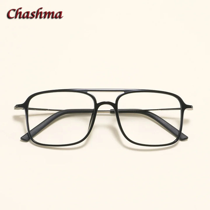 Chashma Ochki Women's Full Rim Square Double Bridge Ultem Titanium Eyeglasses 3121