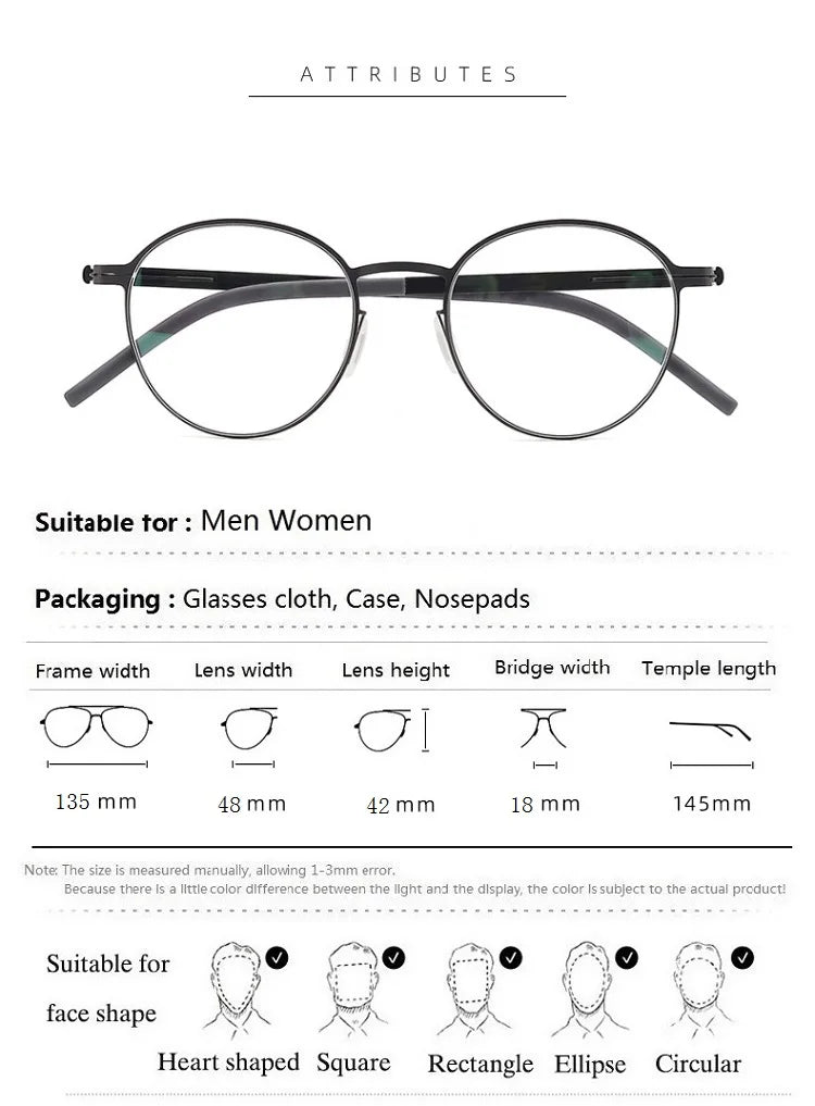 Aimee Women's Full Rim Oval Round Screwless Titanium Eyeglasses 13518