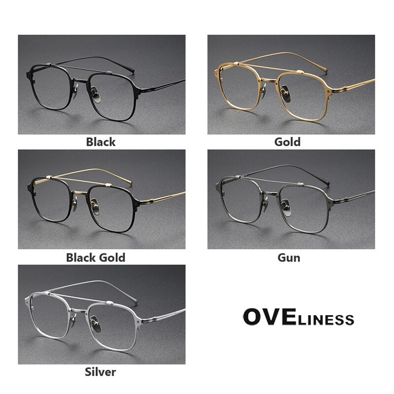 Oveliness Unisex Full Rim Square Double Bridge Titanium Eyeglasses Kj31 Full Rim Oveliness
