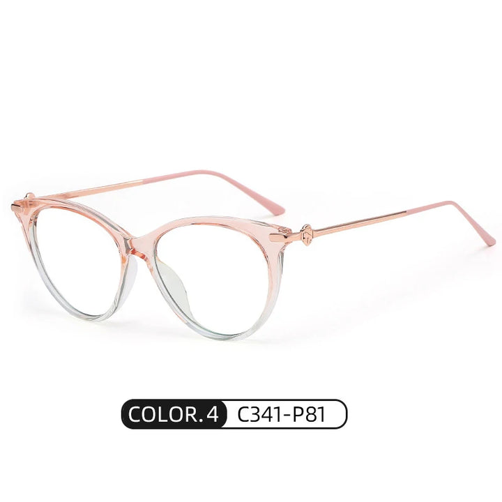Bclear Women's Full Rim Cat Eye Acetate Alloy Eyeglasses Wd810 Full Rim Bclear C 4