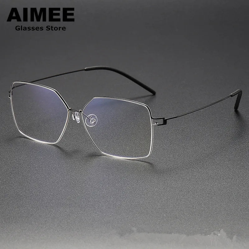 Aimee Women's Full Rim Polygon Square Screwless Titanium Eyeglasses 61008