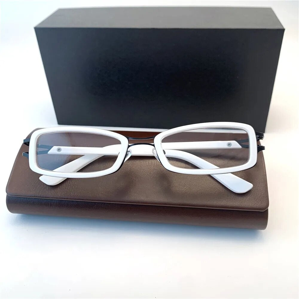 Cubojue Unisex Full Rim Rectangle Double Bridge Tr 90 Titanium Hyperopic Reading Glasses Sd2133 Reading Glasses Cubojue