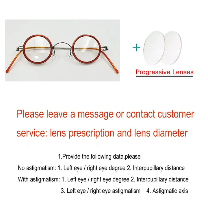 Yujo Unisex Full Rim Round Stainless Steel Acetate Custom Eyeglasses Y3434 Full Rim Yujo C11 CHINA