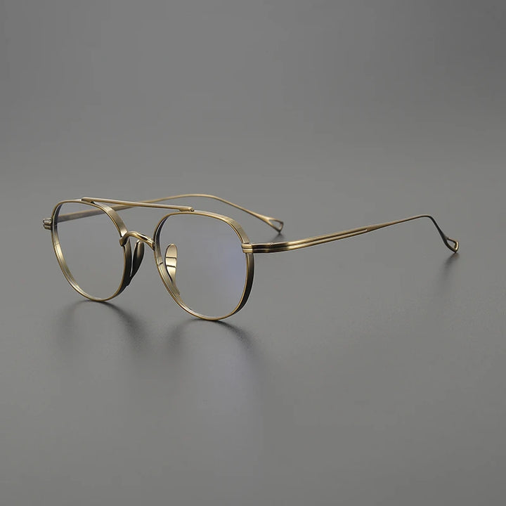 Black Mask Unisex Full Rim Square Double Bridge Titanium Eyeglasses 9503 Full Rim Black Mask Bronze