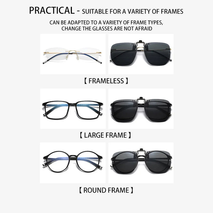 Vicky Unisex Rimless Round Tr 90 Alloy  Polarized Clip On Sunglasses V001 Clip On Sunglasses Vicky