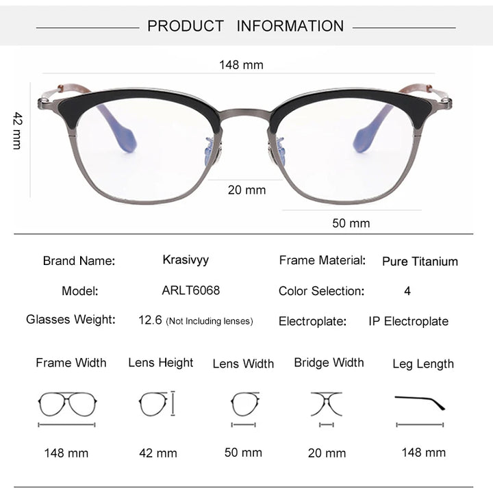 Krasivyy Women's Full Rim Oval Square Titanium Acetate Eyeglasses Full Rim Krasivyy