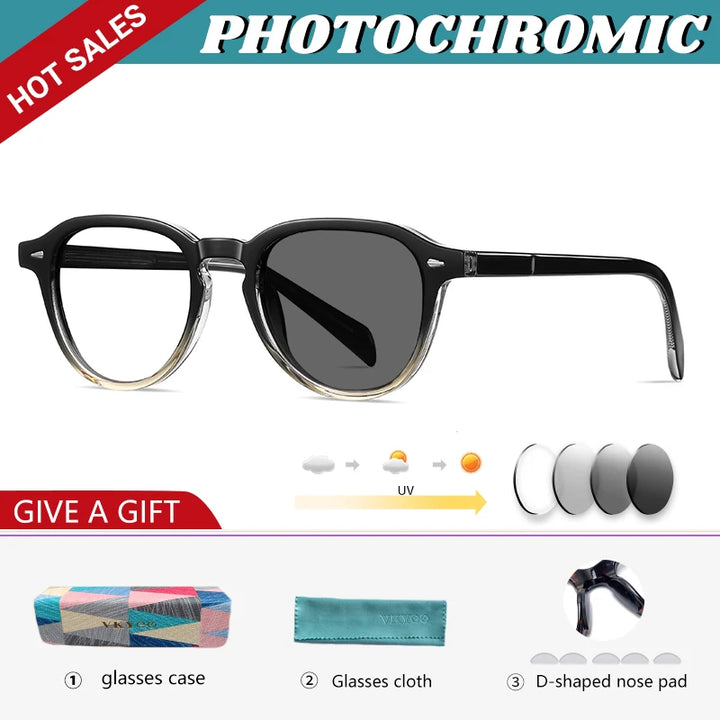 Vicky Unisex Full Rim Square Acetate Myopic Reading Glasses 31101 Reading Glasses Vicky -2.50 31101photochromic-C4