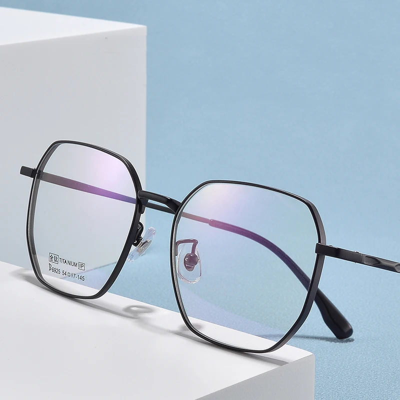 Bclear Unisex Full Rim Small Polygon Square Titanium Eyeglasses My6529 Full Rim Bclear