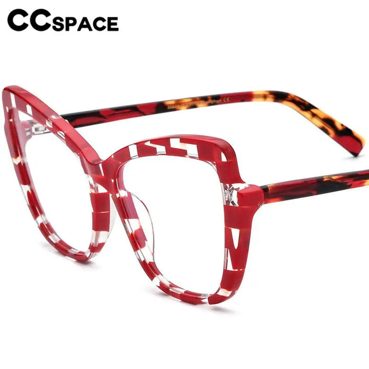 CCspace Unisex Full Rim Square Cat Eye Acetate Eyeglasses 56928 Full Rim CCspace