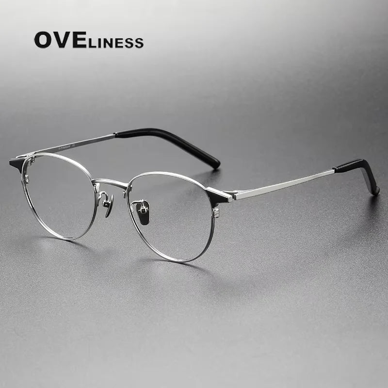 Oveliness Women's Full Rim Round Acetate Titanium Eyeglasses 20960