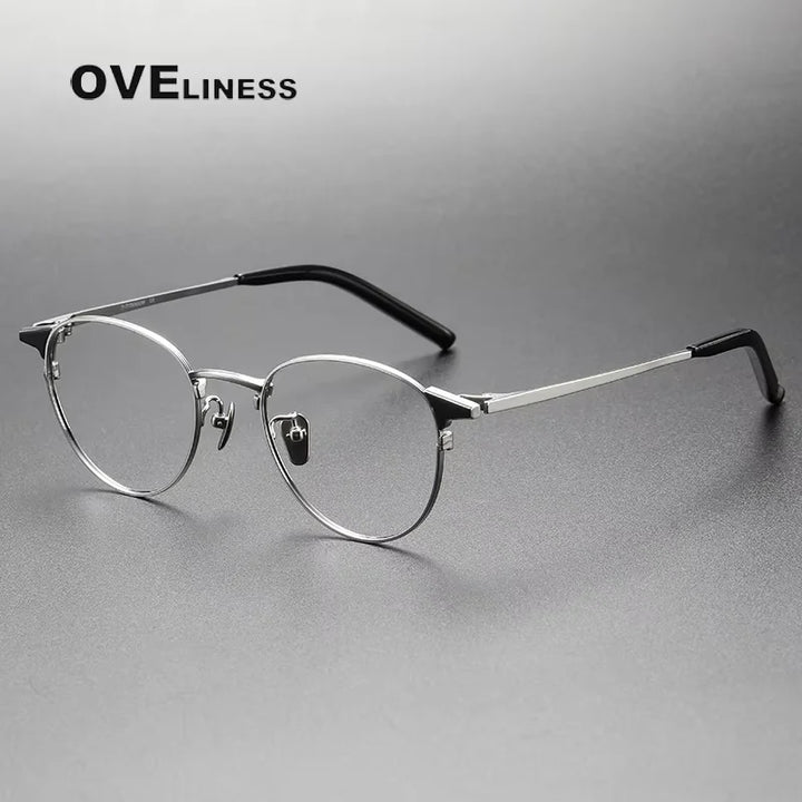 Oveliness Women's Full Rim Round Acetate Titanium Eyeglasses 20960