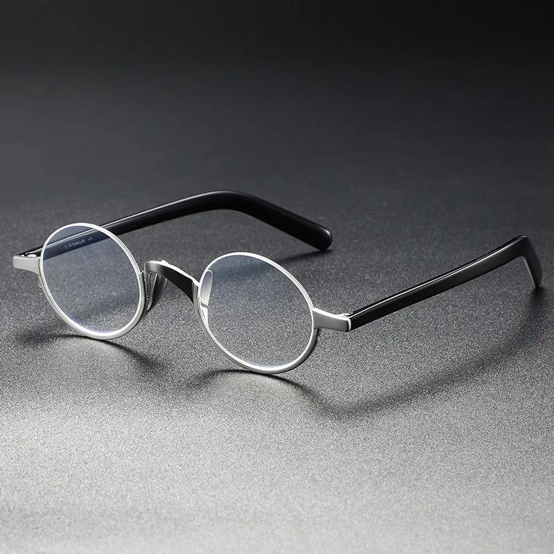 Aimee Unisex Semi Rim Round Titanium Eyeglasses 111380 Semi Rim Aimee Silver