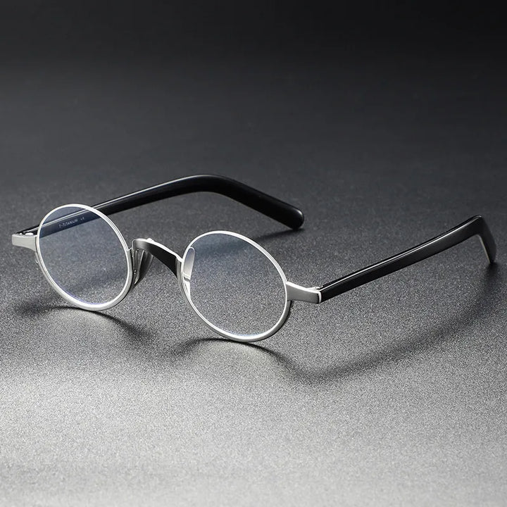 Aimee Unisex Semi Rim Round Titanium Eyeglasses 111380 Semi Rim Aimee Silver