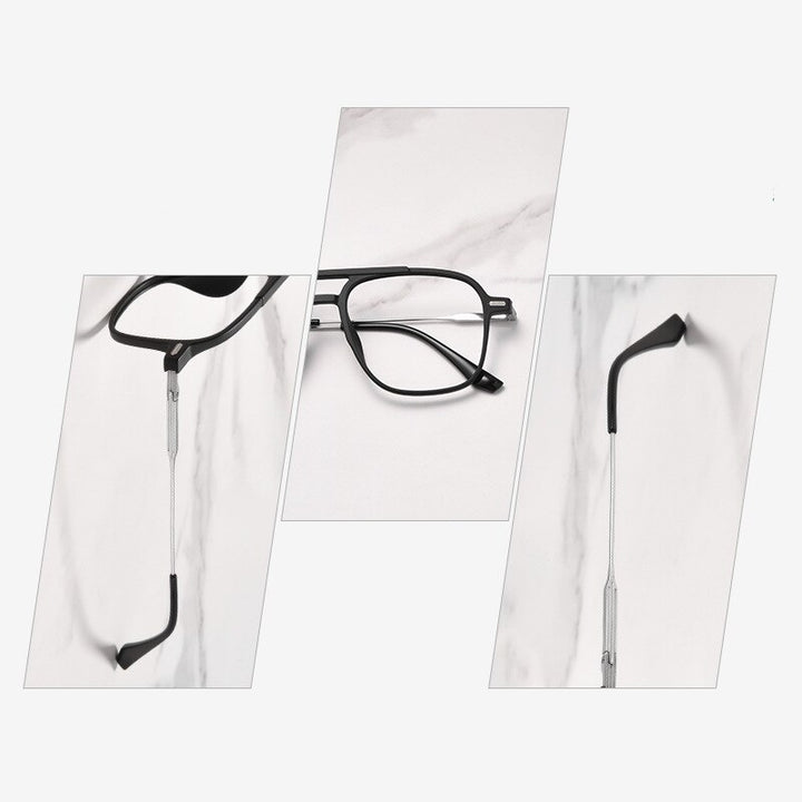 Yimaruili Unisex Full Rim Square Double Bridge Tr 90 Titanium Eyeglasses 98008f Full Rim Yimaruili Eyeglasses