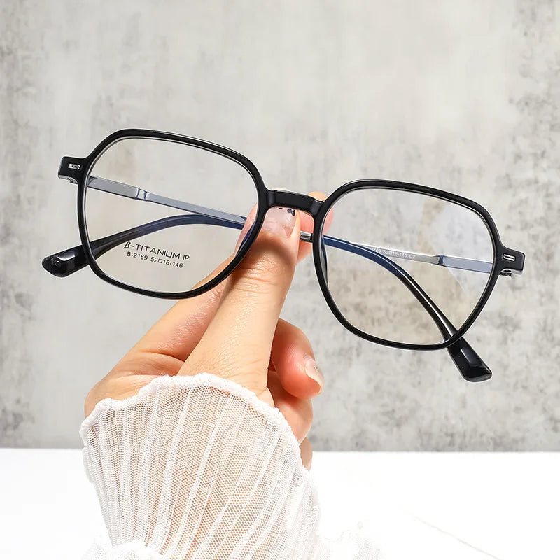 Xbora Women's Full Rim Polygonal Tr 90 Alloy Eyeglasses 42169