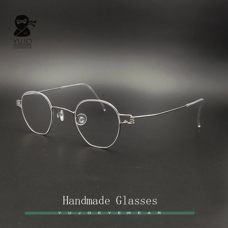 Yujo Unisex Full Rim Polygonal Stainless Steel Eyeglasses Y3835 Full Rim Yujo