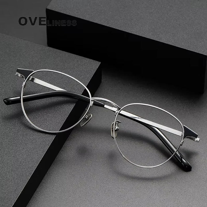 Oveliness Women's Full Rim Round Acetate Titanium Eyeglasses 20960