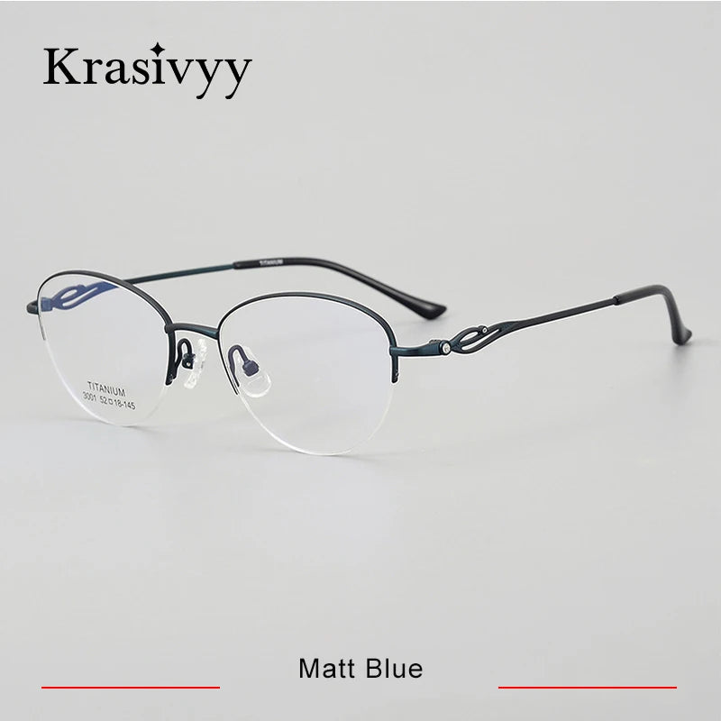 Krasivyy Unisex Semi Rim Oval Square Titanium Eyeglasses 33001