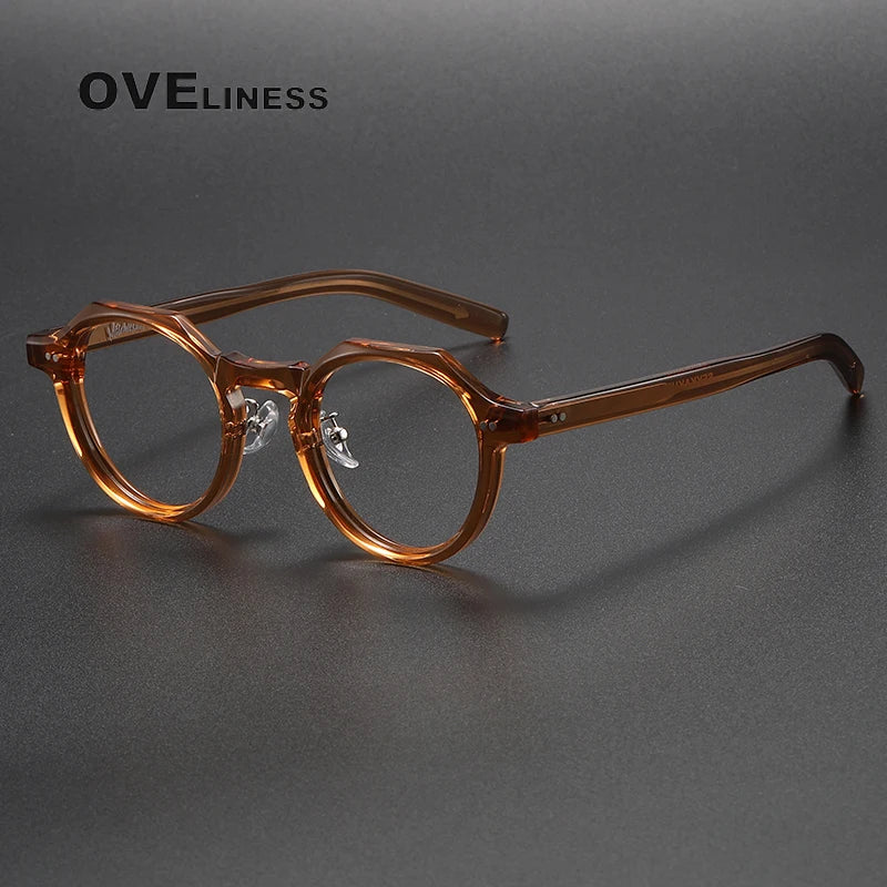 Oveliness Unisex Full Rim Round Acetate Eyeglasses V003 Full Rim Oveliness tea