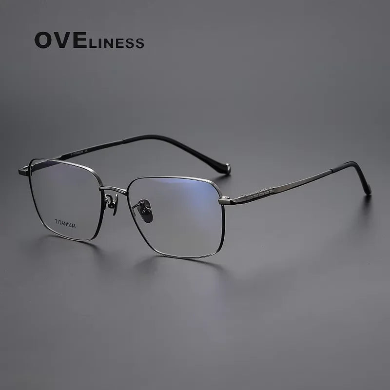 Oveliness Men's Semi Rim Square Polygon Titanium Eyeglasses 80904 Semi Rim Oveliness gun
