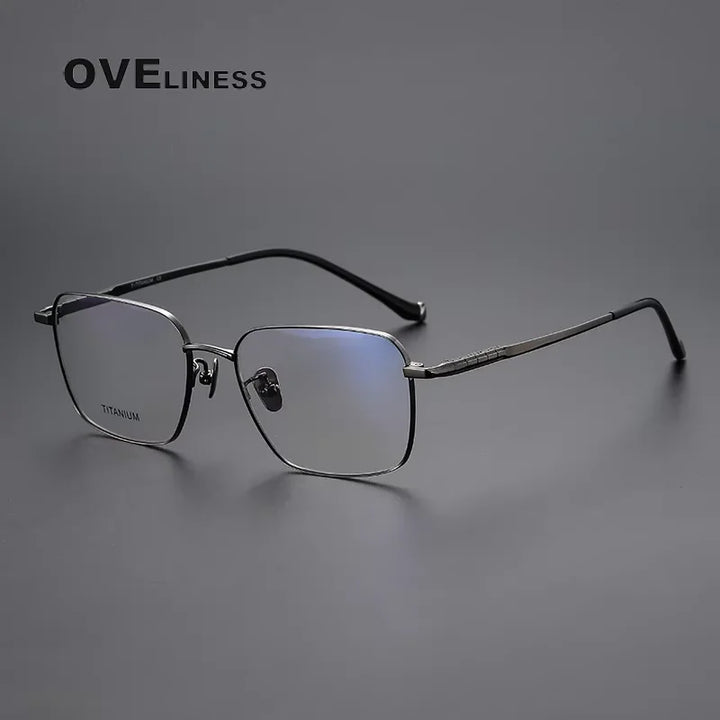 Oveliness Men's Semi Rim Square Polygon Titanium Eyeglasses 80904 Semi Rim Oveliness gun