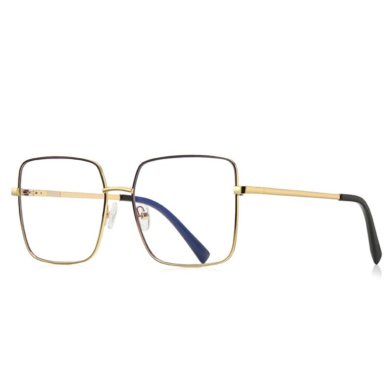 CCspace Unisex Full Rim Square Spring Hinge Alloy Eyeglasses 56270 Full Rim CCspace C1Black