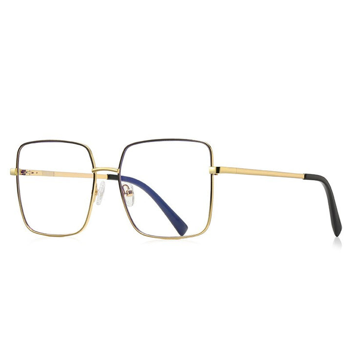 CCspace Unisex Full Rim Square Spring Hinge Alloy Eyeglasses 56270 Full Rim CCspace C1Black