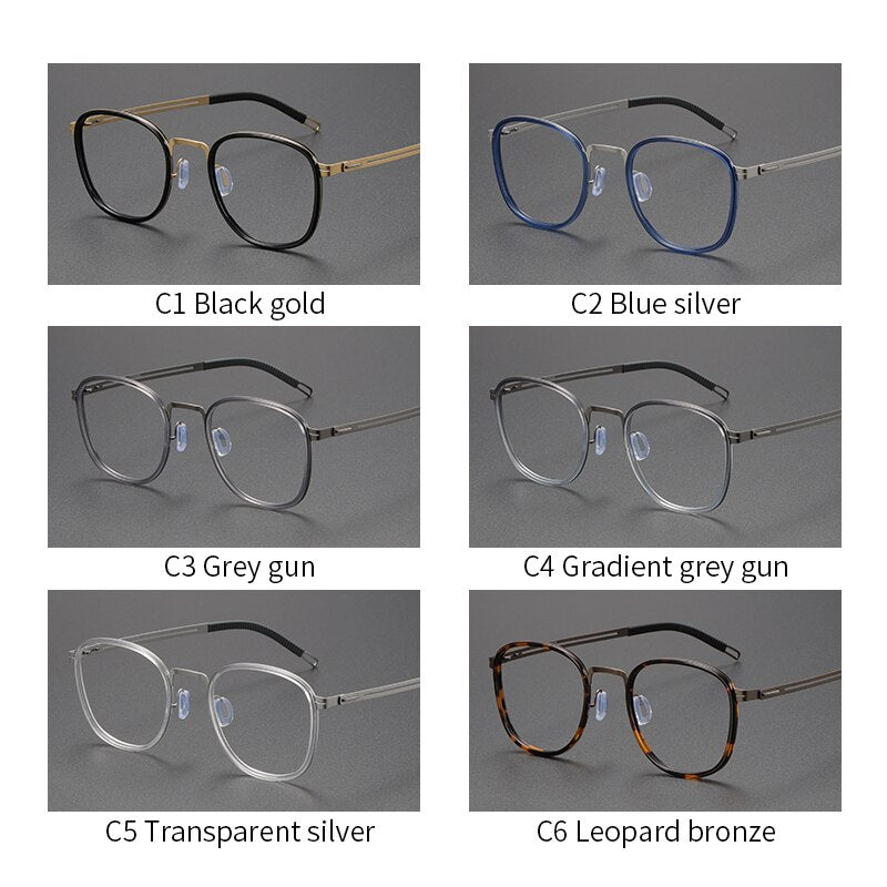 Oveliness Unisex Full Rim Square Screwless Titanium Eyeglasses 8202307 Full Rim Oveliness   