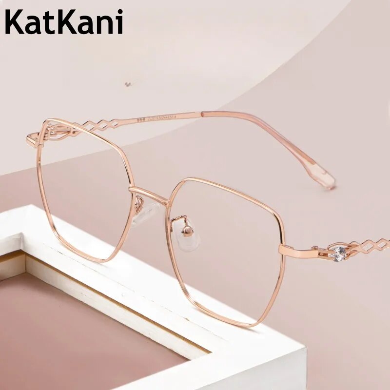 KatKani Women's Full Rim Polygonal Alloy Eyeglasses 8028z Full Rim KatKani Eyeglasses   