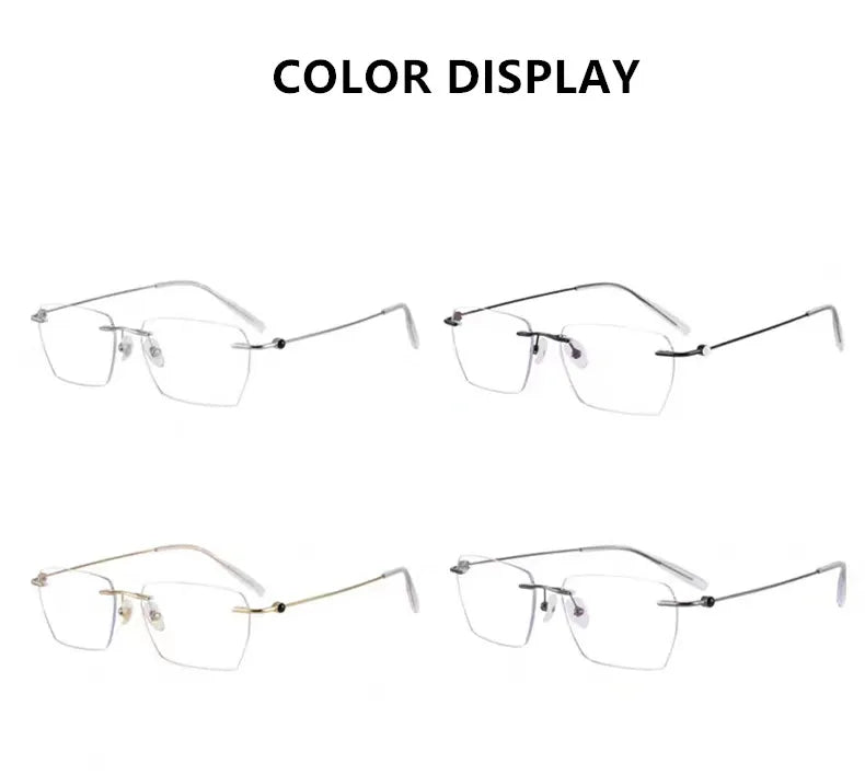 Aimee Men's Rimless Square Polygon Titanium Eyeglasses 14256 Rimless Aimee