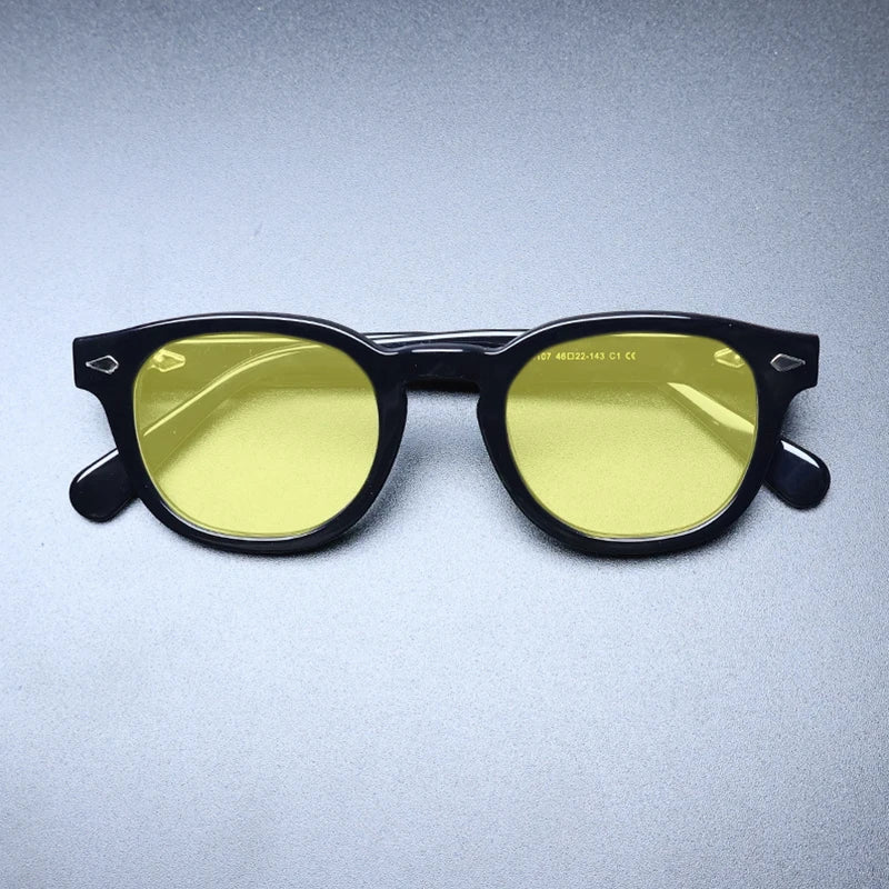 Gatenac Unisex Full Rim Square Polarized Acetate Sunglasses Mo14 Sunglasses Gatenac Black Yellow